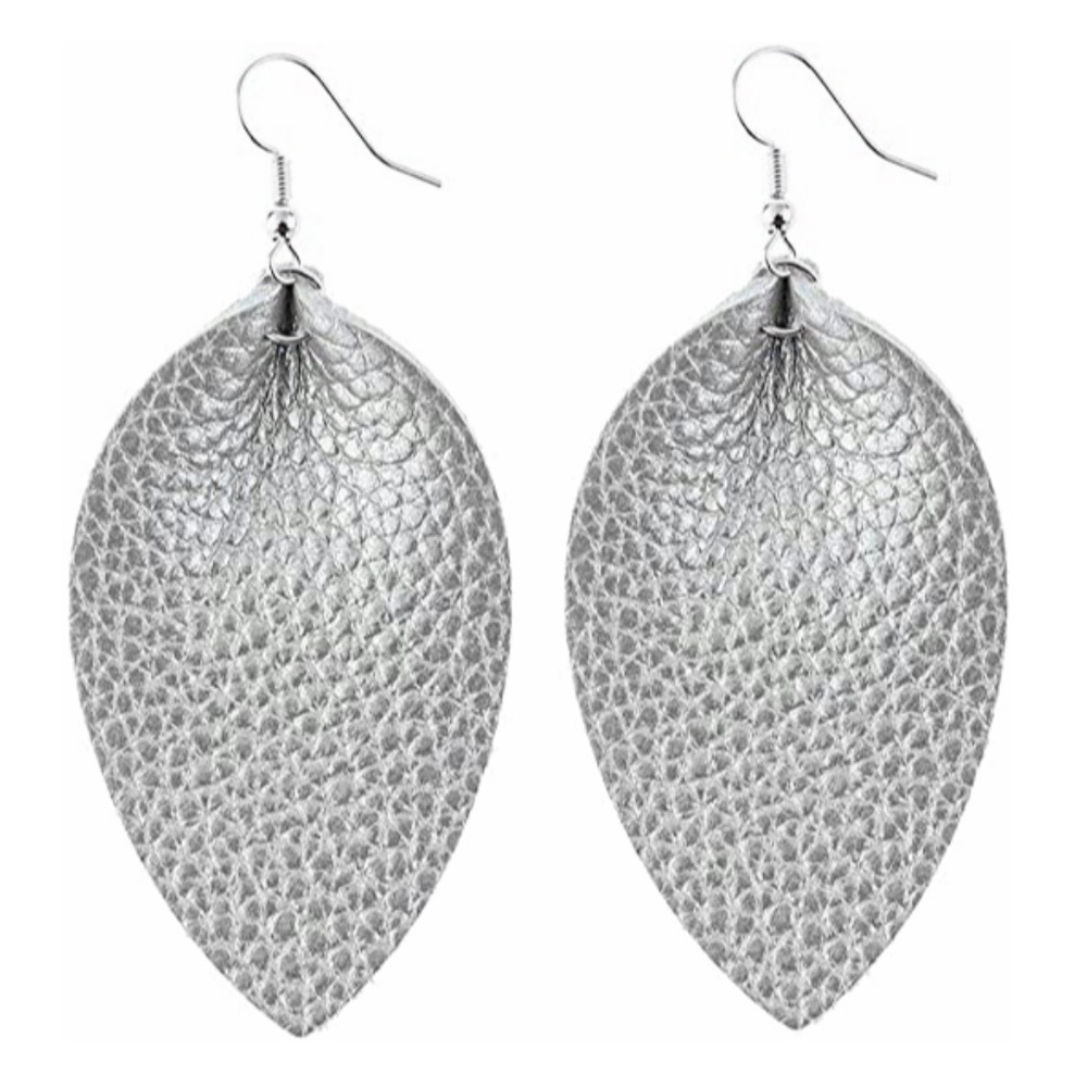 Handmade Vegan Leather Leaf Dangle Set NWT - Picture 6 of 6